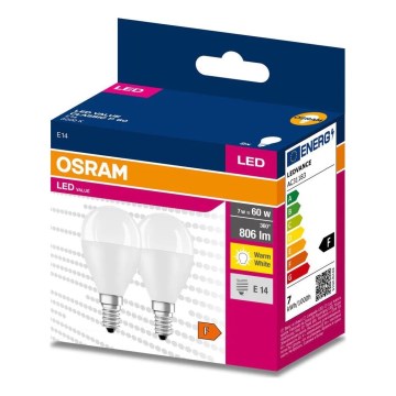 SET 2x LED Žarnica P45 E14/7W/230V 3000K - Osram