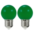 SET 2x LED Žarnica PARTY E27/0,5W/36V zelena 3000K