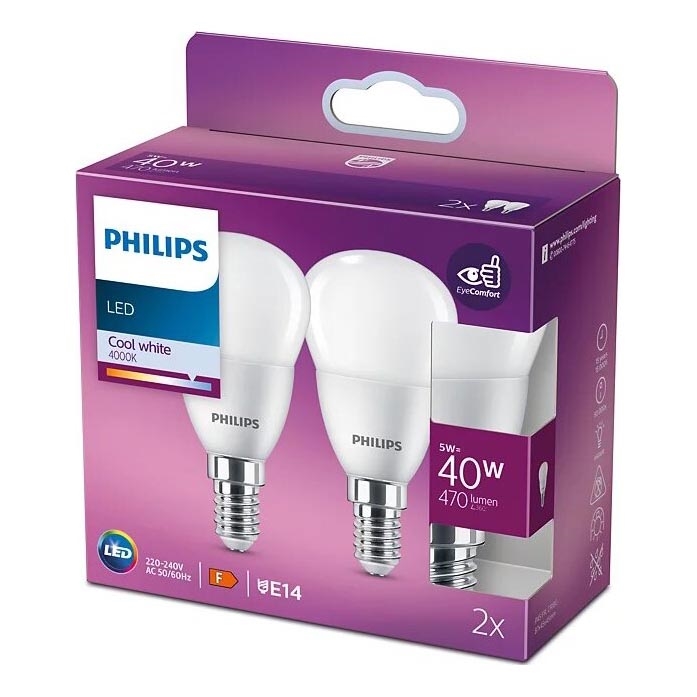 SET 2x LED Žarnica Philips P45 E14/5W/230V 4000K