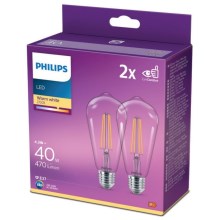 SET 2x LED Žarnica VINTAGE Philips ST64 E27/4,3W/230V 2700K