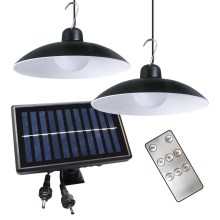 SET 2x LED Zatemnitvena solarna viseča svetilka s senzorjem mraka LED/6W/3,7V 2000 mAh IP44 + Daljinski upravljalnik