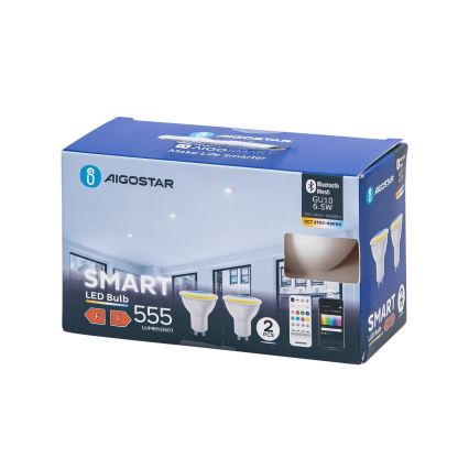 SET 2x LED Zatemnitvena žarnica MESH Pametni GU10/6,5W/230V 2700-6500K + Daljinski upravljalnik - Aigostar