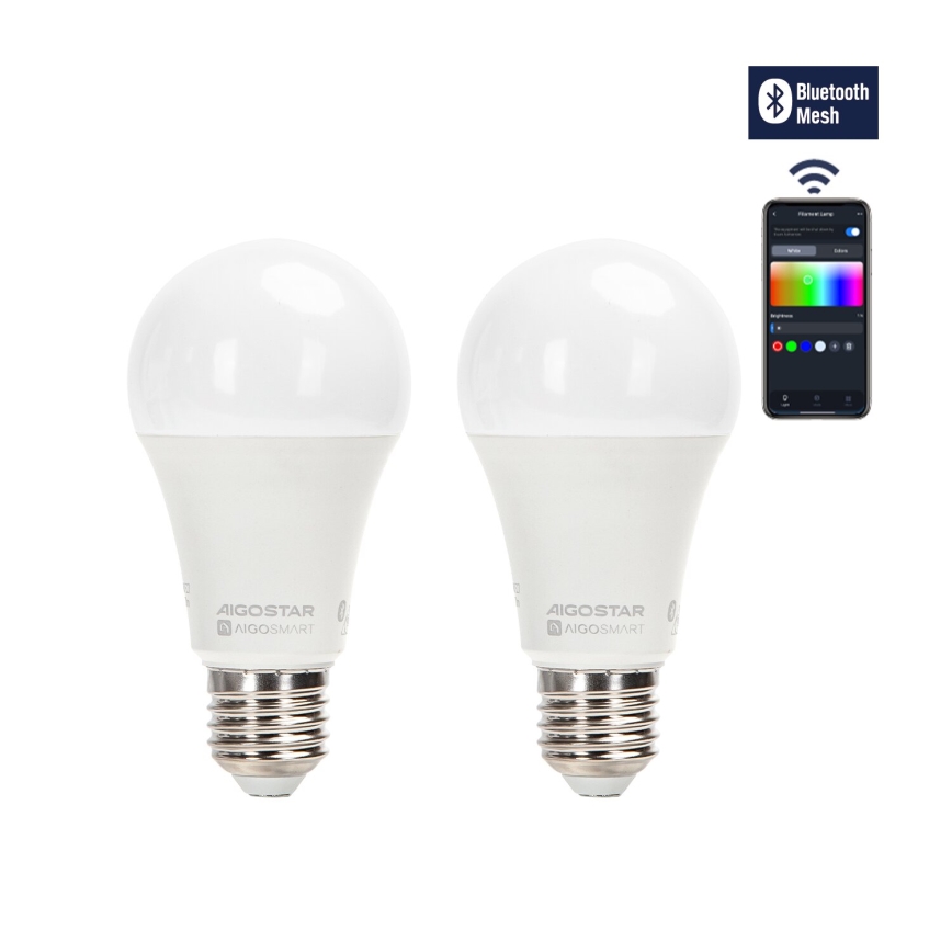 SET 2x LED RGBW Zatemnitvena žarnica MESH Smart G45 E14/4,5W/230V 2700-6500K + Daljinski upravljalnik - Aigostar