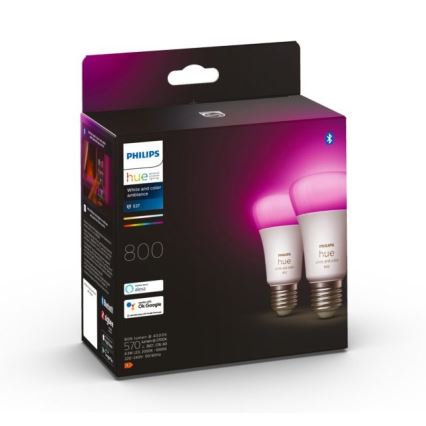 SET 2x LED Zatemnitvena žarnica Philips Hue White And Color Ambiance A60 E27/6,5W/230V 2000-6500K