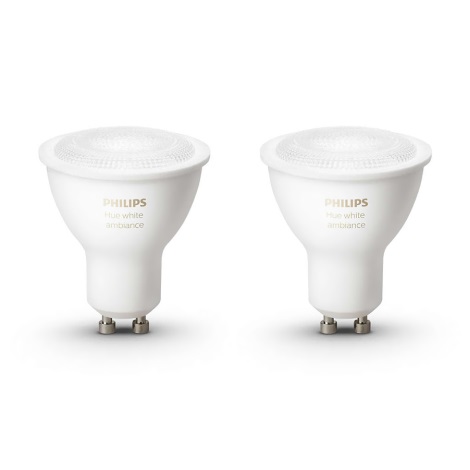 SET 2x LED Zatemnitvena žarnica Philips Hue WHITE AMBIANCE 2xGU10/5,5W 2200-6500K