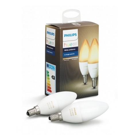 SET 2x LED Zatemnitvena žarnica Philips Hue WHITE AMBIANCE E14/6W/230V 2200-6500K