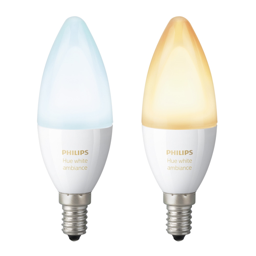 KOMPLET 2x LED Zatemnitvena žarnica Philips HUE WHITE AMBIANCE E14/6W/230V