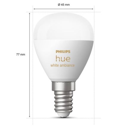 SET 2x LED Zatemnitvena žarnica Philips Hue WHITE AMBIANCE P45 E14/5,1W/230V 2200-6500K