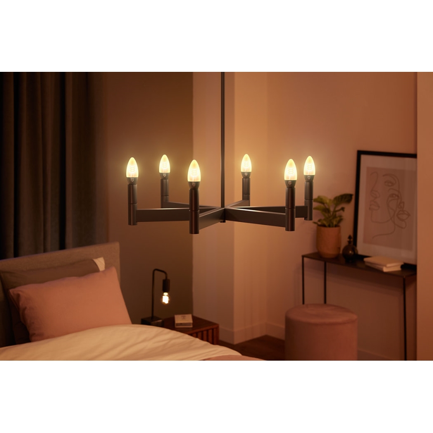 SET 2x LED Zatemnitvena žarnica Philips Hue WHITE FILAMENT E14/4,5W/230V 2100K