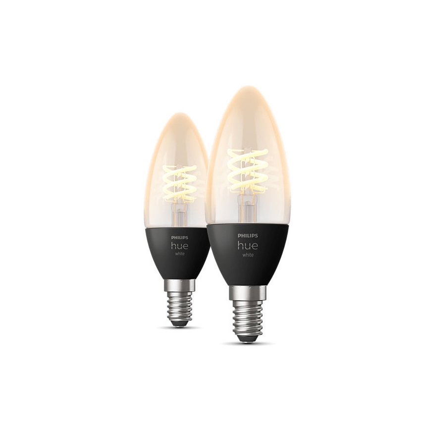SET 2x LED Zatemnitvena žarnica Philips Hue WHITE FILAMENT E14/4,5W/230V 2100K