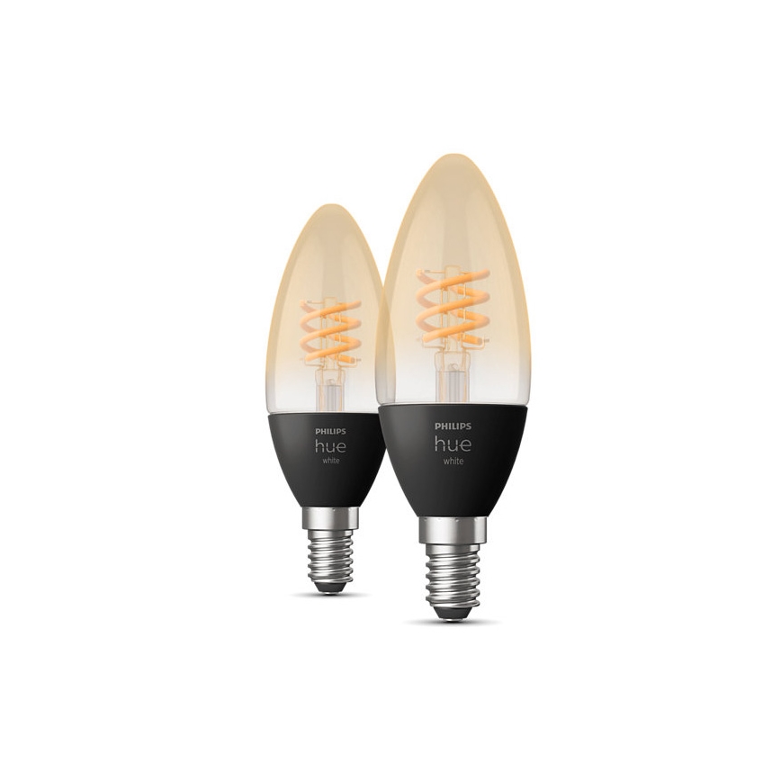 SET 2x LED Zatemnitvena žarnica Philips Hue WHITE FILAMENT E14/4,5W/230V 2100K