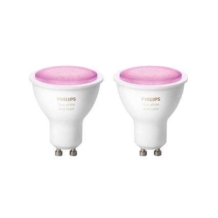KOMPLET 2x LED Zatemnitvena žarnica Philips HUE WHITE AND COLOR AMBIANCE GU10/5,7W/230V