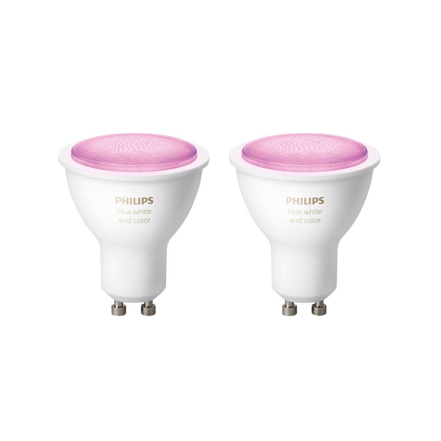 KOMPLET 2x LED Zatemnitvena žarnica Philips HUE WHITE AND COLOR AMBIANCE GU10/5,7W/230V