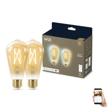 SET 2x LED Zatemnitvena žarnica VINTAGE FILAMENT ST64 E27/6,7W/230V 2000-5000K Wi-Fi - WiZ