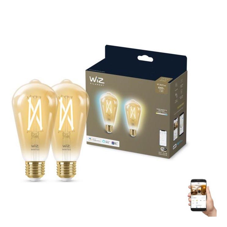 SET 2x LED Zatemnitvena žarnica VINTAGE FILAMENT ST64 E27/6,7W/230V 2000-5000K Wi-Fi - WiZ
