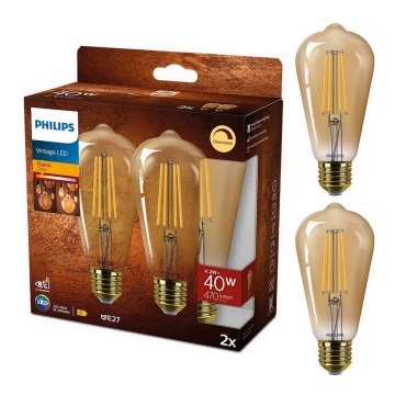 SET 2x LED Zatemnitvena žarnica VINTAGE Philips ST64 E27/4,2W/230V 2200K
