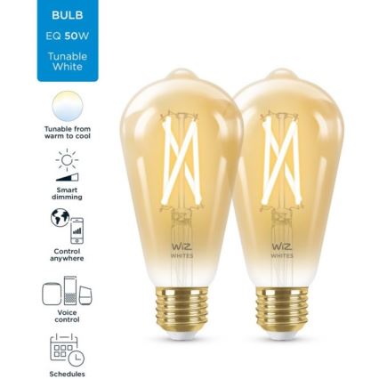 SET 2x LED Zatemnitvena žarnica VINTAGE FILAMENT ST64 E27/6,7W/230V 2000-5000K Wi-Fi - WiZ
