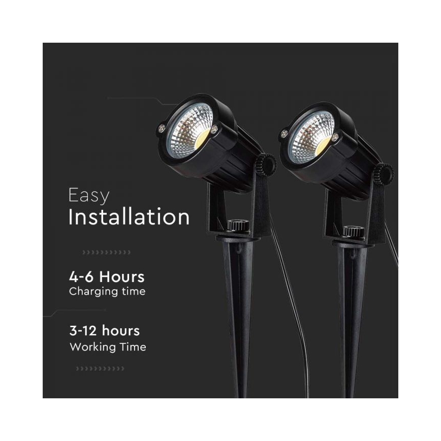 SET 2x LED Zunanja solarna svetilka 2xLED/1,2W/3,7V IP65 3000K 4000 mAh