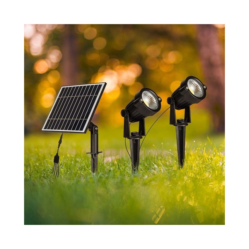 SET 2x LED Zunanja solarna svetilka 2xLED/1,2W/3,7V IP65 3000K