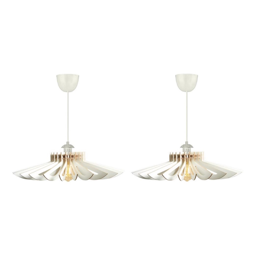 SET 2x Lestenec na vrvici 1xE27/60W/230V bela pr. 52 cm