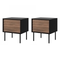 SET 2x Nočna omarica CORTINA 51x45 cm črna/oreh warnia