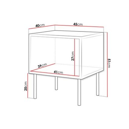 SET 2x Nočna omarica CORTINA 51x45 cm črna/oreh warnia