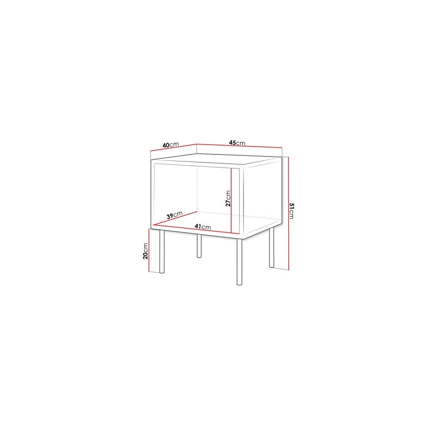 SET 2x Nočna omarica CORTINA 51x45 cm črna/oreh warnia