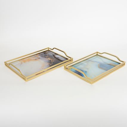 SET 2x Okrasni pladenj 40x30/35x25 cm zlata