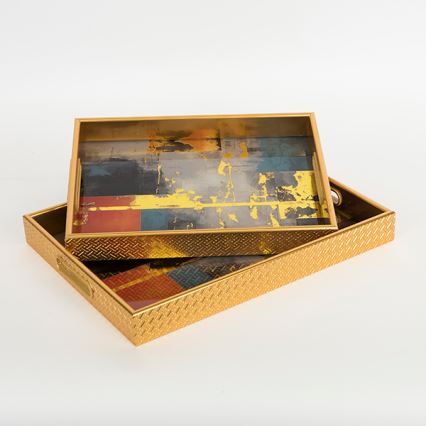 SET 2x Okrasni pladenj 40x30/35x25 cm zlata