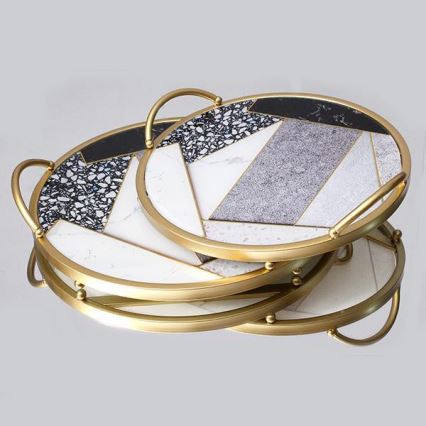 SET 2x Okrasni pladenj pr. 35/30 cm zlata