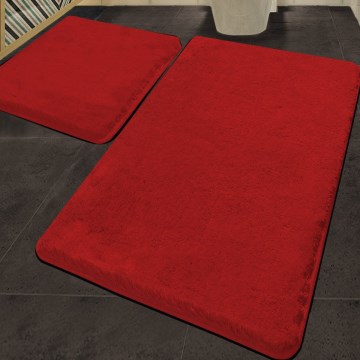 SET 2x Podloga za kopalnico 60/100 cm rdeča