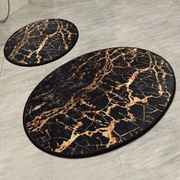 SET 2x Podloga za kopalnico GOLDES 60/100 cm črna/zlata
