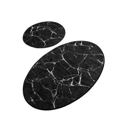 SET 2x Podloga za kopalnico MARBLE 50x60/60x100 cm črna