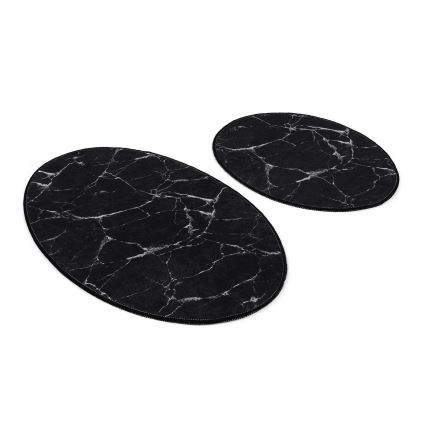 SET 2x Podloga za kopalnico MARBLE 50x60/60x100 cm črna