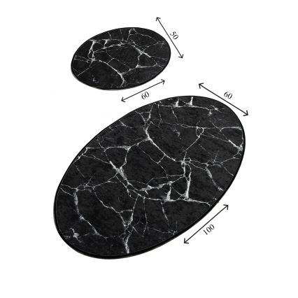 SET 2x Podloga za kopalnico MARBLE 50x60/60x100 cm črna