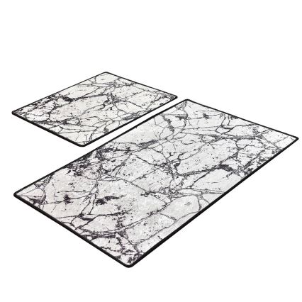 SET 2x Podloga za kopalnico MARBLE 60/100 cm bela/črna