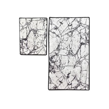 SET 2x Podloga za kopalnico MARBLE 60/100 cm bela/črna