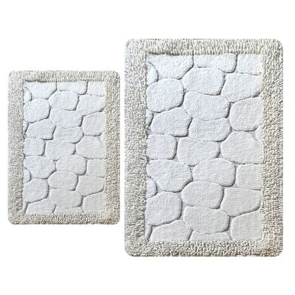 SET 2x Podloga za kopalnico STONE 60/100 cm bela