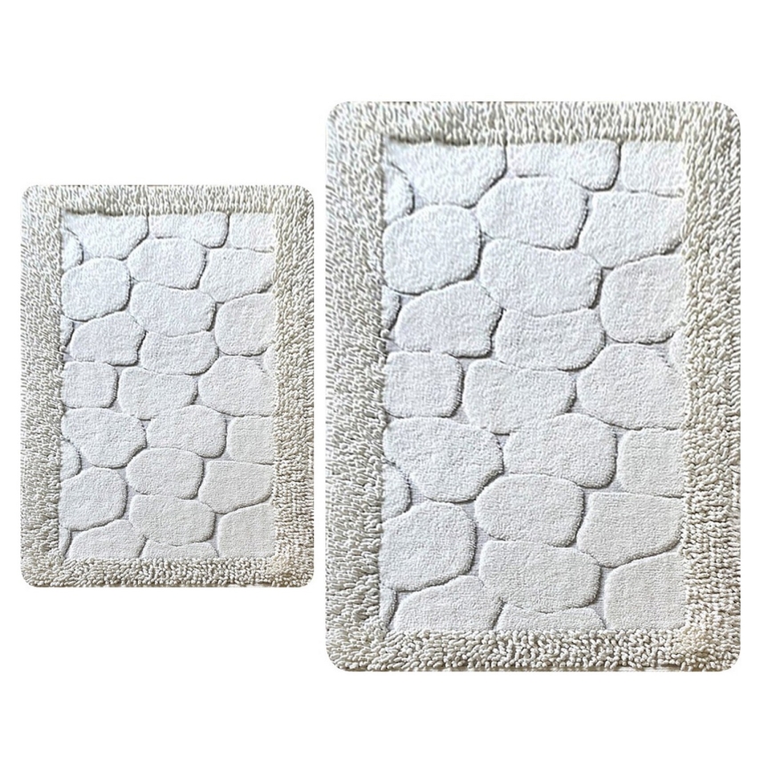 SET 2x Podloga za kopalnico STONE 60/100 cm bela