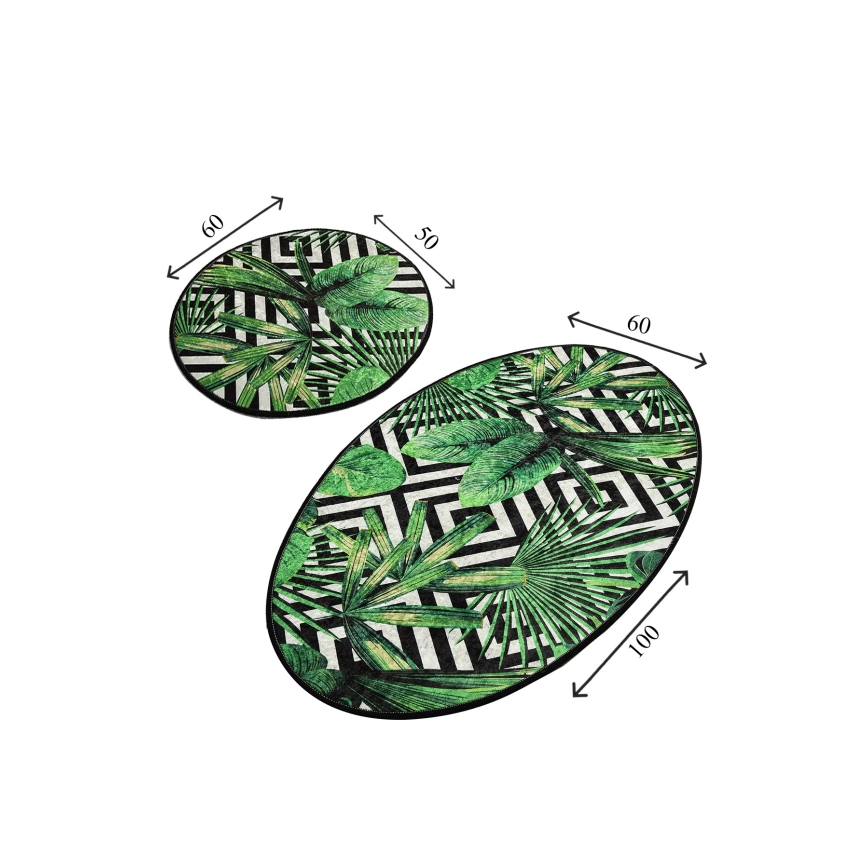 SET 2x Podloga za kopalnico TROPIC 60/100 cm zelena