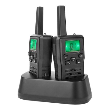 SET 2x Polnilni walkie-talkie z LED svetilko 1300 mAh domet 10 km