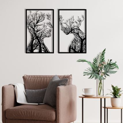 SET 2x Stenska dekoracija 86x63 cm Tree of Life kovina