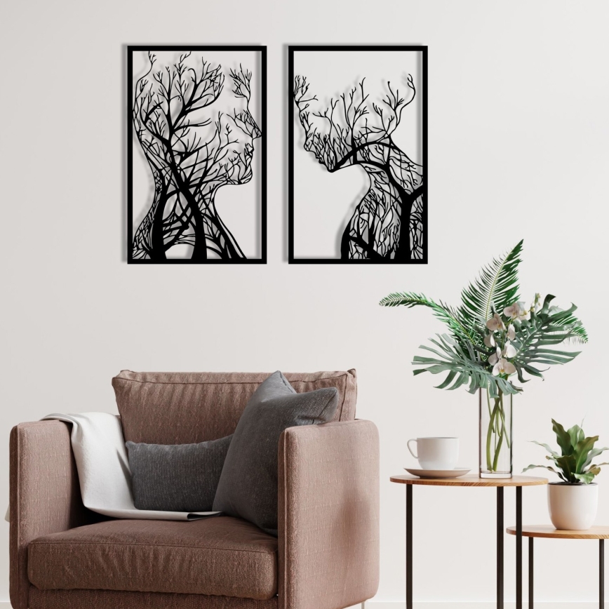 SET 2x Stenska dekoracija 86x63 cm Tree of Life kovina