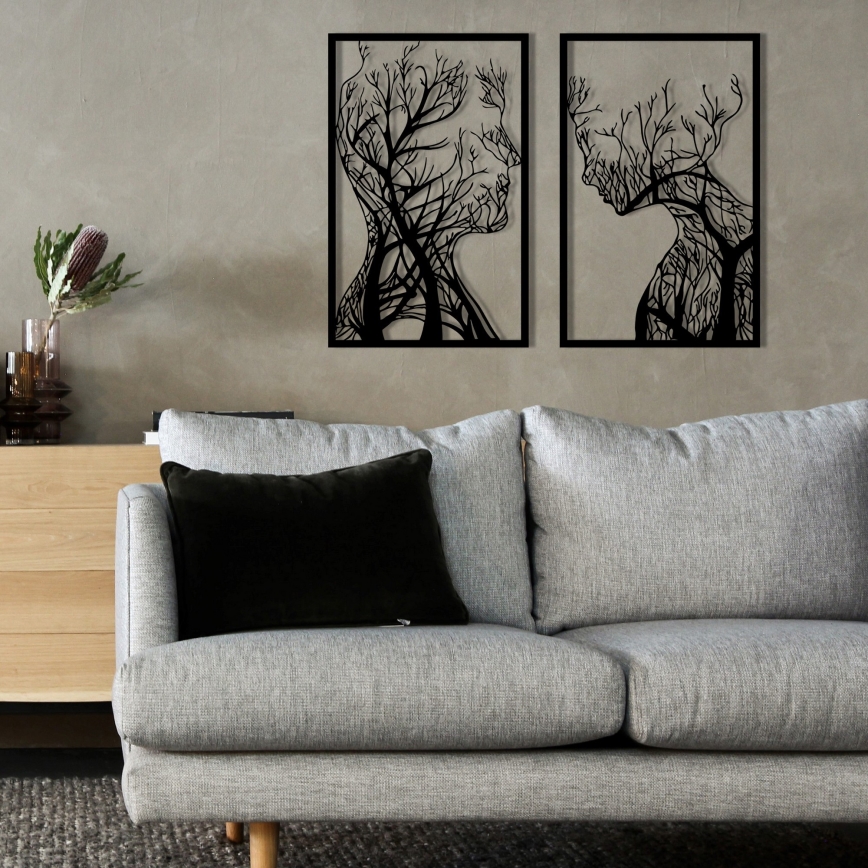 SET 2x Stenska dekoracija 86x63 cm Tree of Life kovina