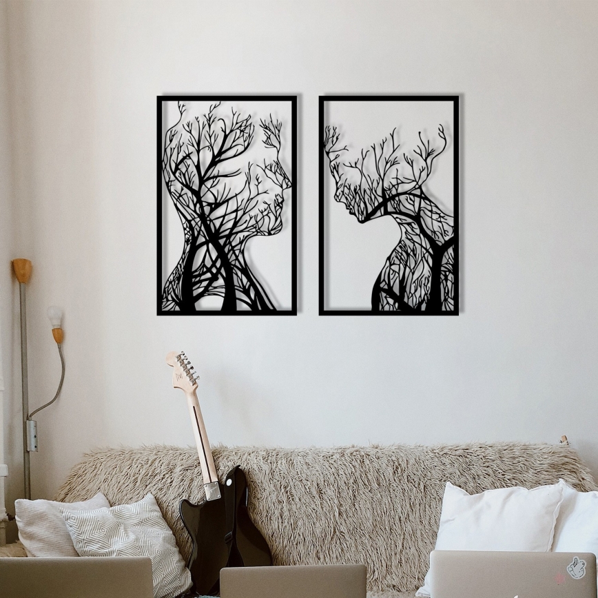SET 2x Stenska dekoracija 86x63 cm Tree of Life kovina