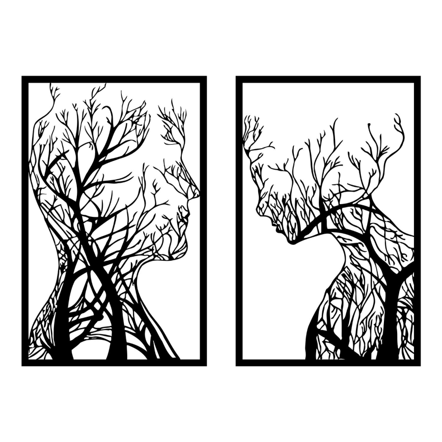 SET 2x Stenska dekoracija 86x63 cm Tree of Life kovina