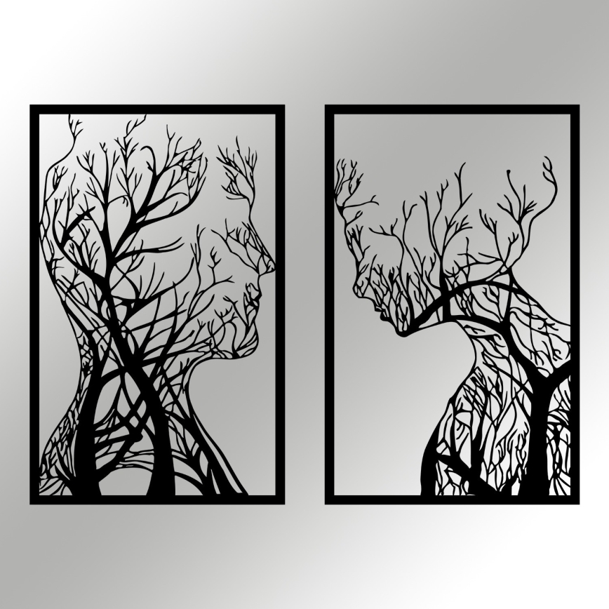 SET 2x Stenska dekoracija 86x63 cm Tree of Life kovina