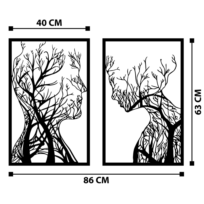 SET 2x Stenska dekoracija 86x63 cm Tree of Life kovina