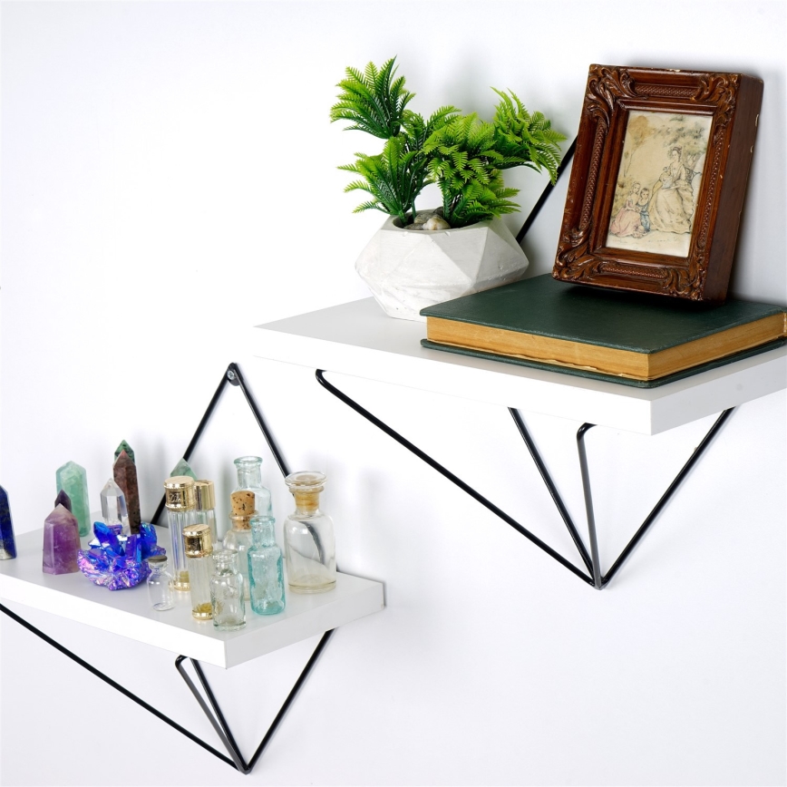 SET 2x Stenska polica 14x30 cm bela