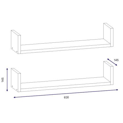 SET 2x Stenska polica IRIS 14,5x63 cm bela